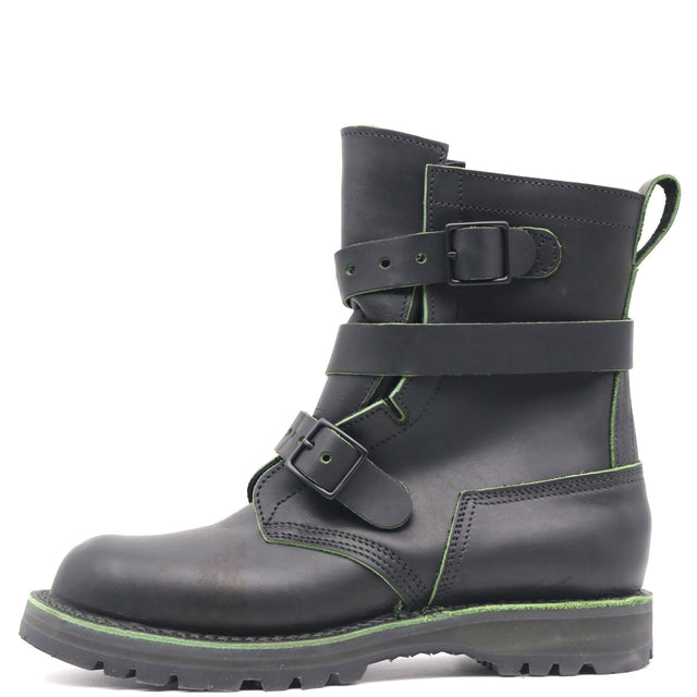 Black tanker style boot with a tactical heel counter shown in front of a white background.