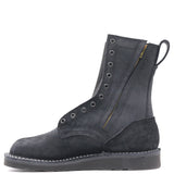 Side profile of the inside of the same boot showing the side zipper. Shown in front of a white background.