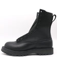 A single black leather lace-up ankle boot with a thick lug sole, shown in a side profile on a white background.