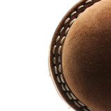 Close up of a leather boot toe showing the sanding around the outsole is a little closer to the sole stitching that normal.