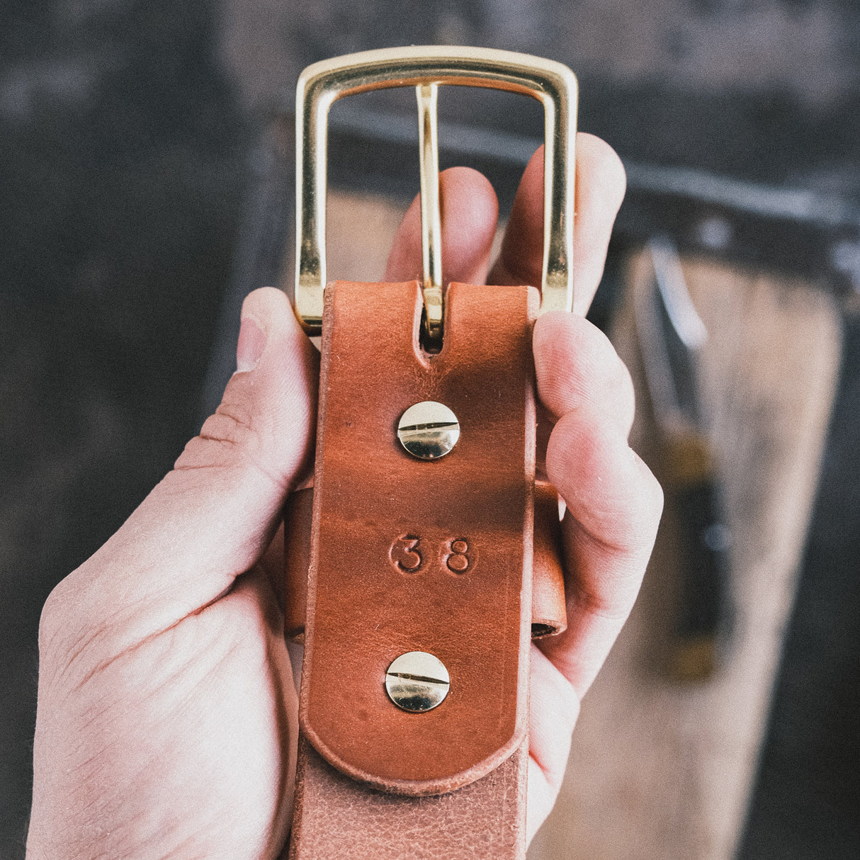 In Stock - 1.5", Heavy Duty Work Belt - Natural Double Stuffed - 38