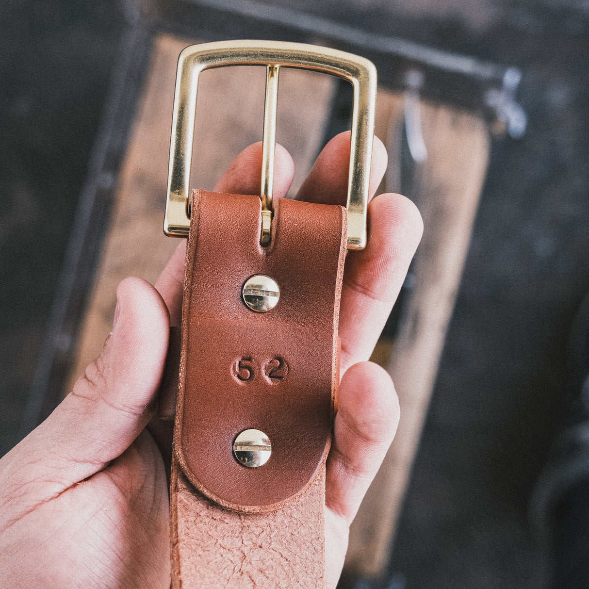 In Stock - 1.75", Heavy Duty Work Belt - Medium Brown English Bridle - 52