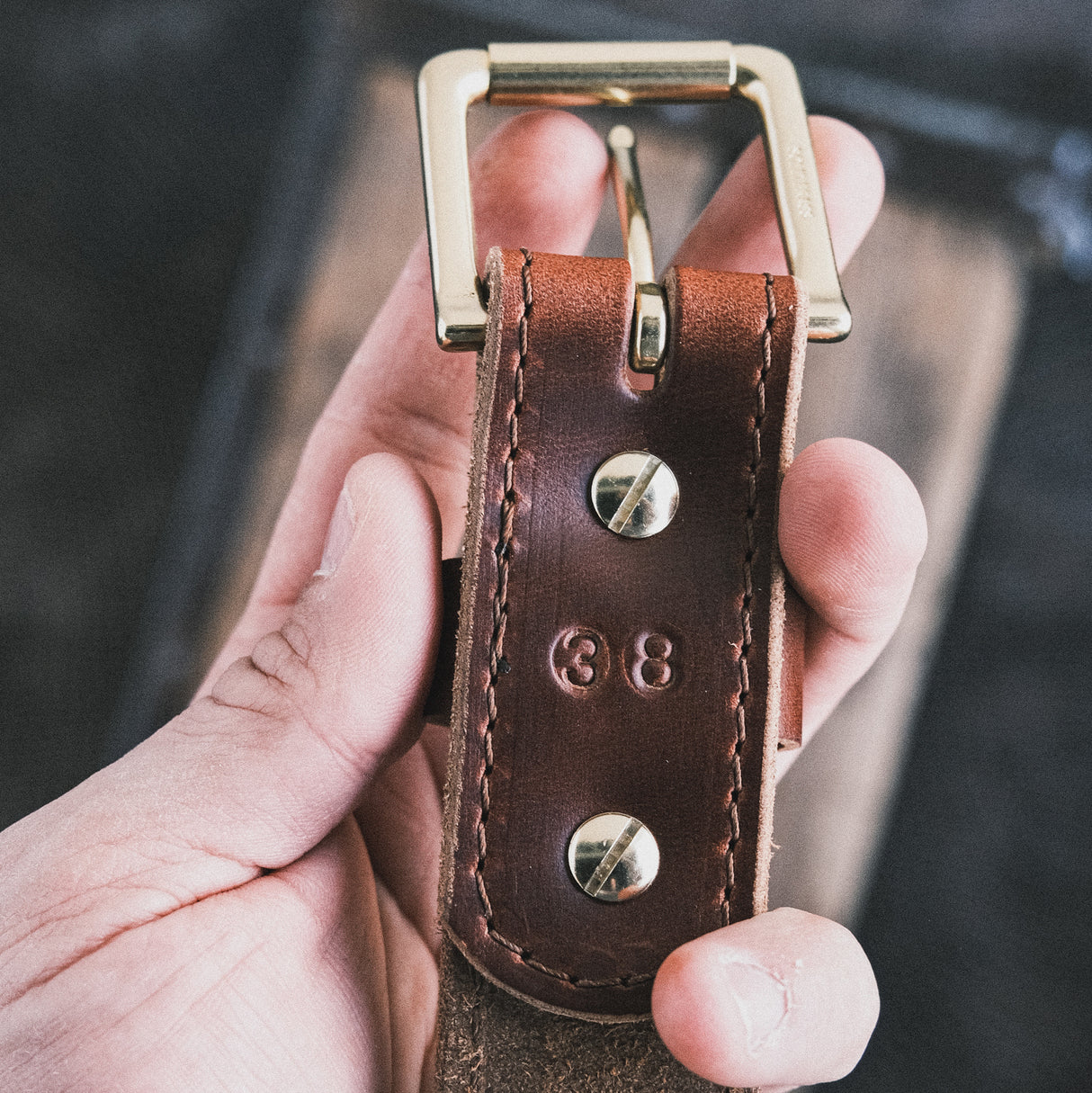 In Stock - 1.5", Heritage Work Belt - Double Shot 64 Brown - 38
