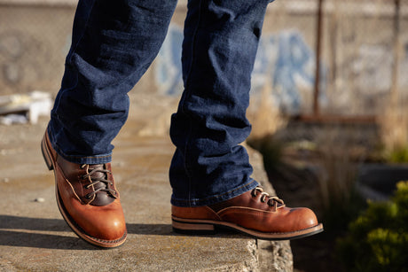 Two tone lace to toe veg tan boot