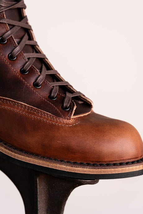 Two tone lace to toe veg tan boot