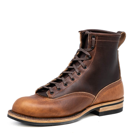 Two tone lace to toe veg tan boot