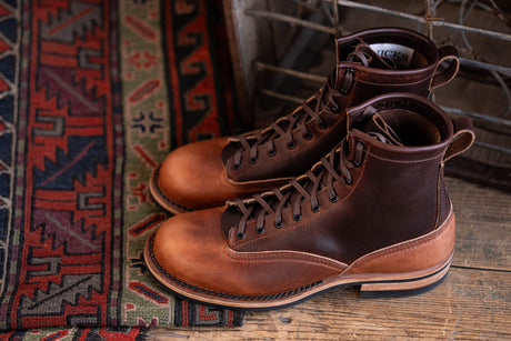 Two tone lace to toe veg tan boot