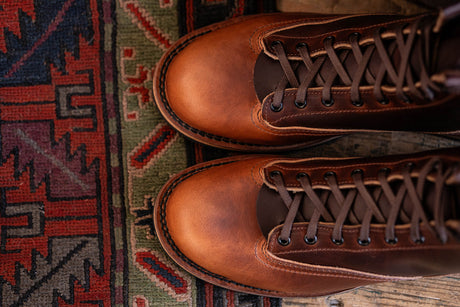 Two tone lace to toe veg tan boot