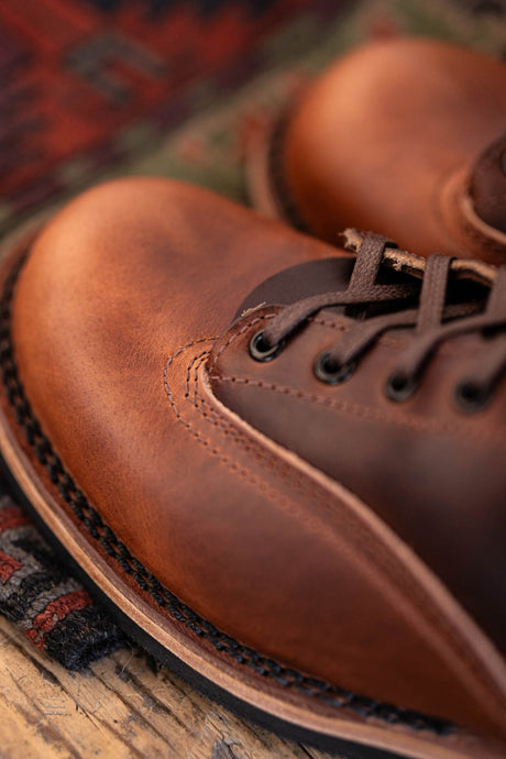 Two tone lace to toe veg tan boot