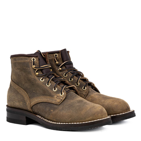 Lace up boot in waxy suede