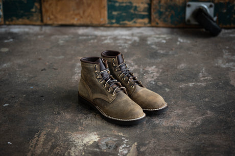 Lace up boot in waxy suede