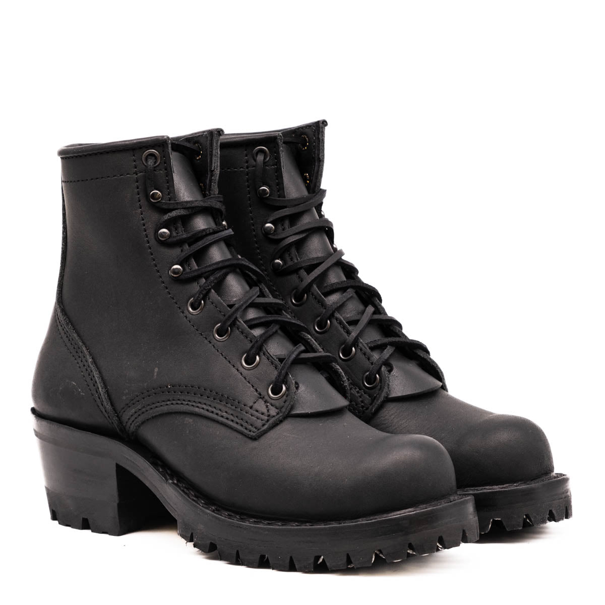 Black Becca boots with lug soles