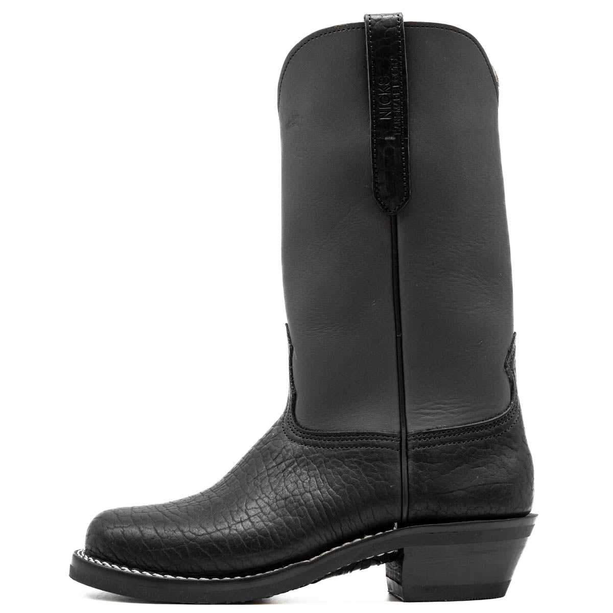 Palouse western boot in black bison and gray uppers