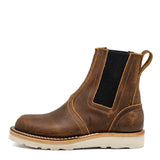 Pull on Chelsea boot in brown with wedge