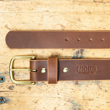 1964 Brown Classic Work Belt with Brass Hardware