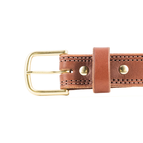 Nicks double stitched work belt in medium brown