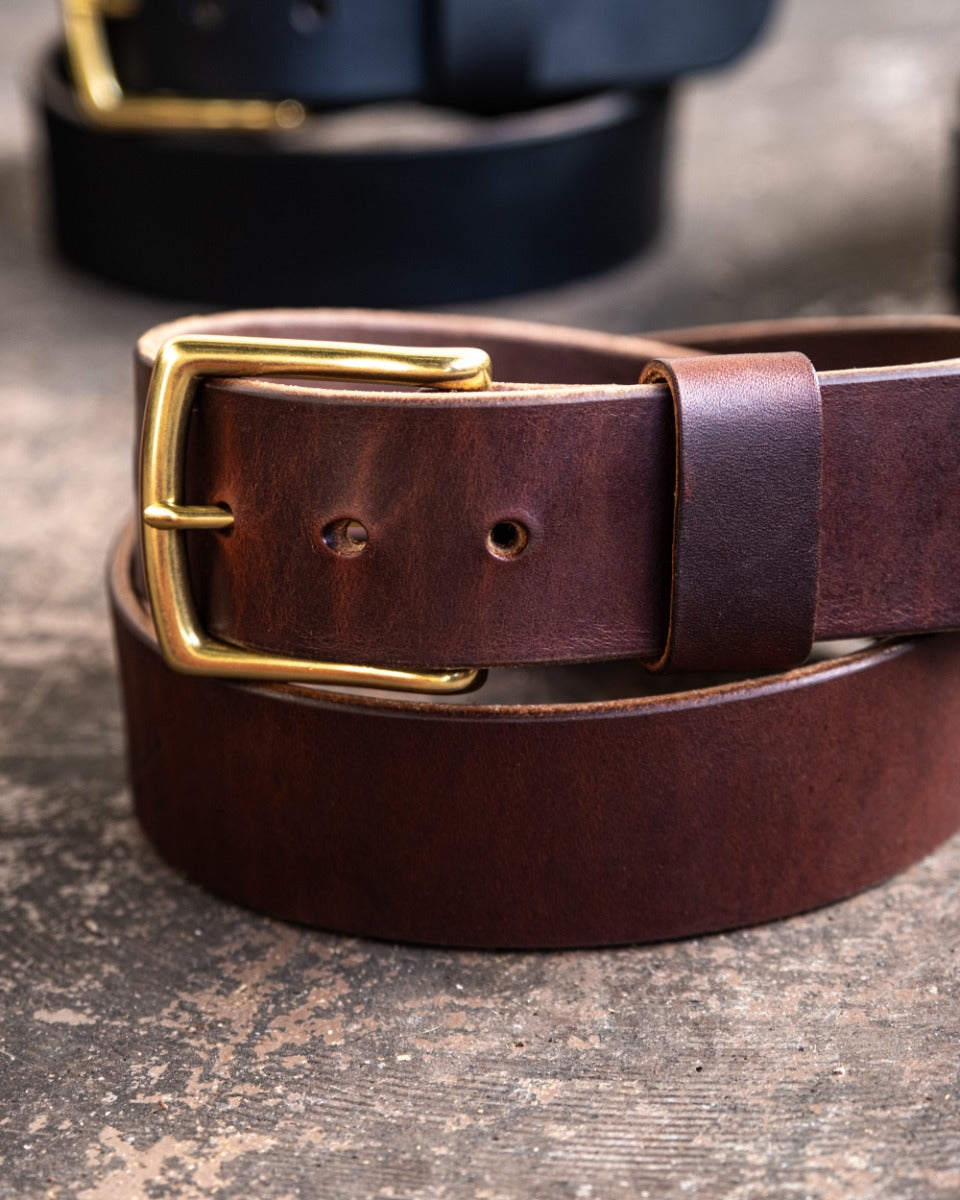 Heavy Duty Leather Work Belt - Buck Brown Wickett & Craig Double Stuffed