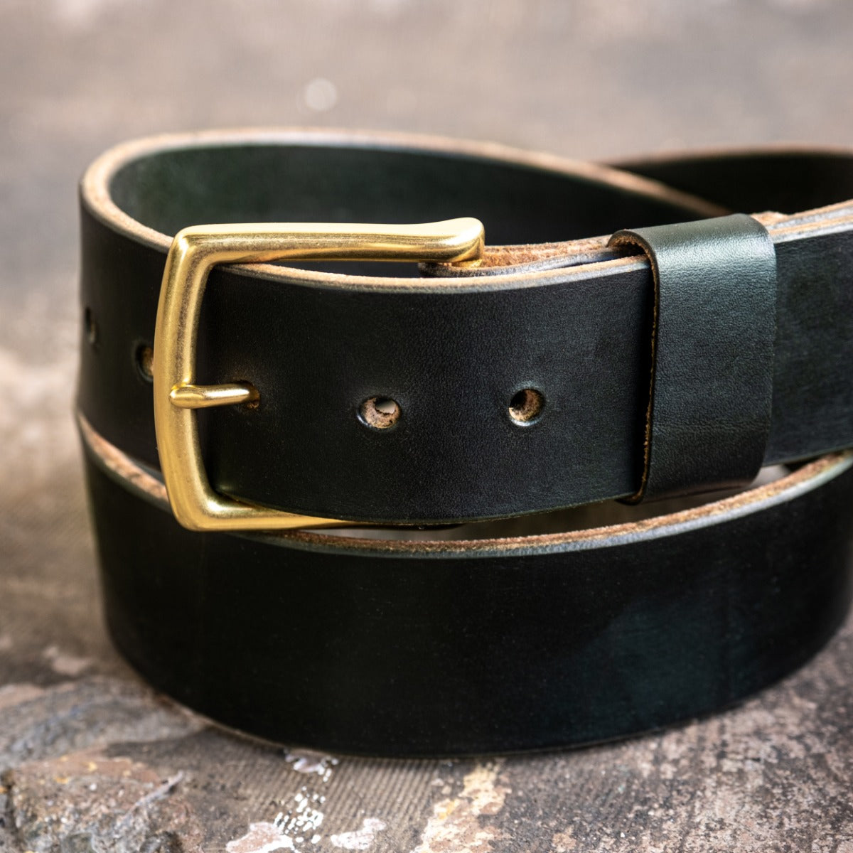Heavy Duty Leather Work Belt - Olive Wickett & Craig Double Stuffed