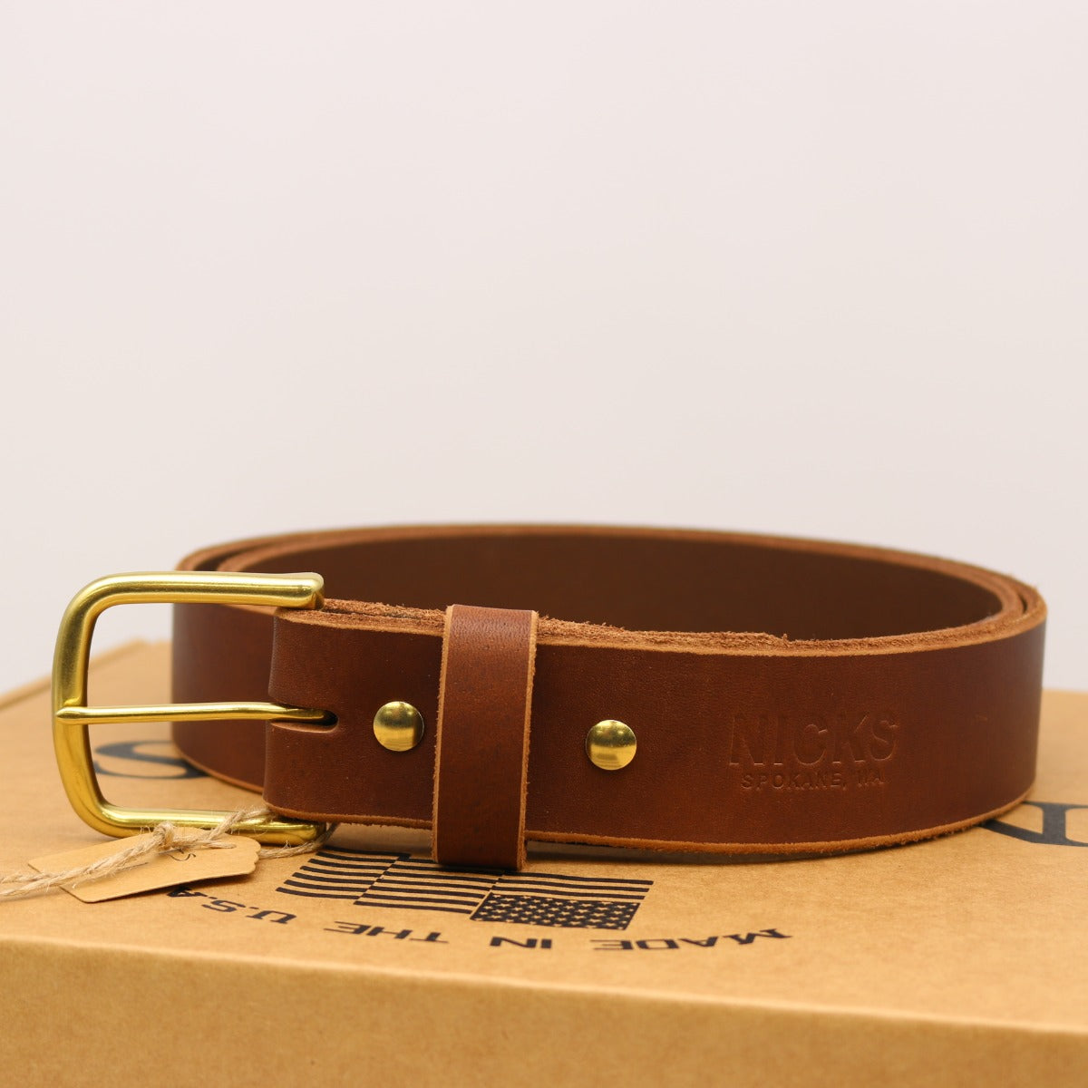 Brand new work belt size 50" 64 brown leather brass hardware