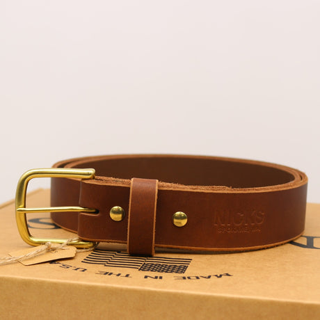 Brand new work belt size 50" 64 brown leather brass hardware