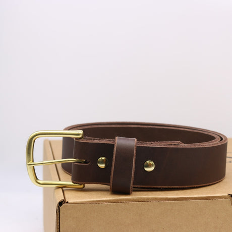 Brand new condition, 40" walnut belt, 1.75 inches wide with brass hardware