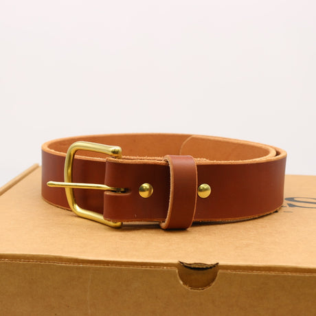 New condition heritage work belt med brown leather brass hardware