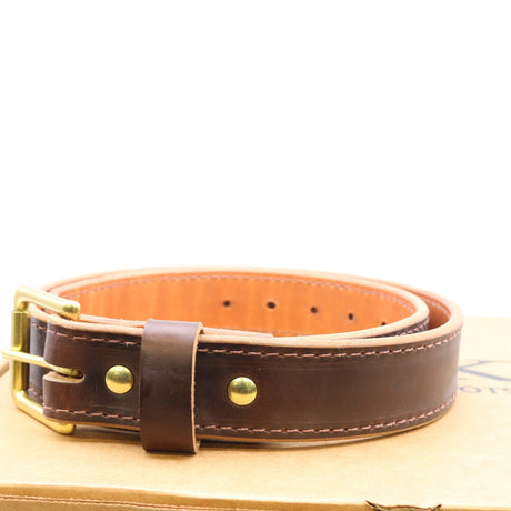New condition Single stitched belt brown cxl leather brass hardware 