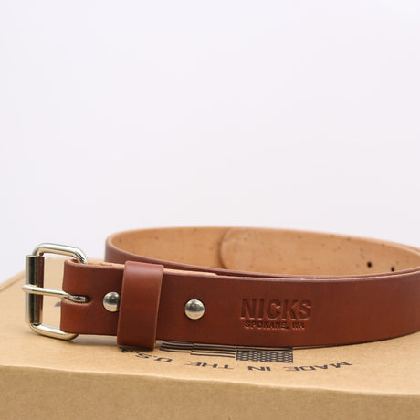 New condition nicks belt medium brown leather 