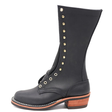 5812 last, 12 inch height, custom uppers, smooth black leather, natural edge color, mini lug sole