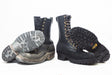 A pair of old worn out boots next to a pair of new boots