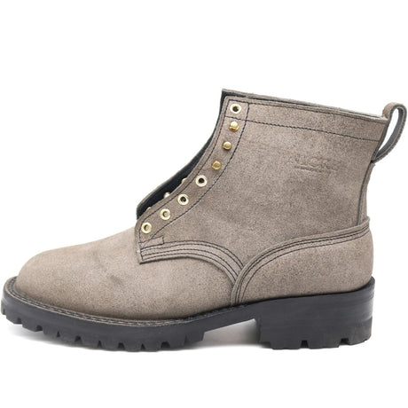 HNW last, 6 inch height, roughout gray leather, black edge color, lug sole