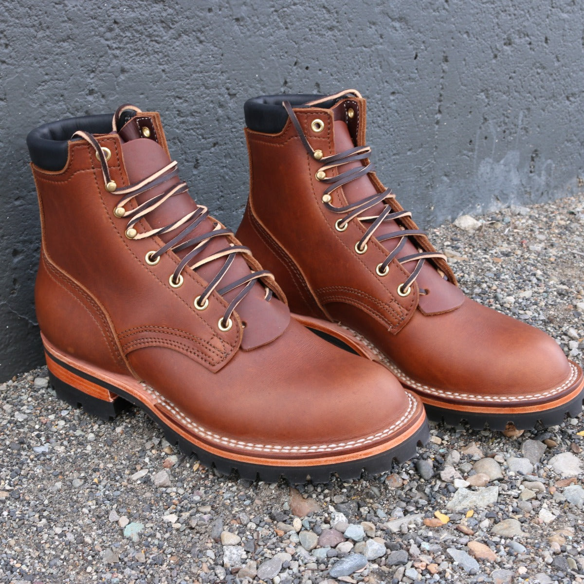 1964 brown color boot with aggressive sole.  6 inches tall.