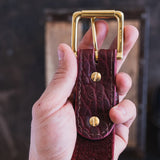 In Stock - American Bison Heritage Belt / Oxblood Smooth Bison 1.5” / Waist Size 32 (Belt Size 36)