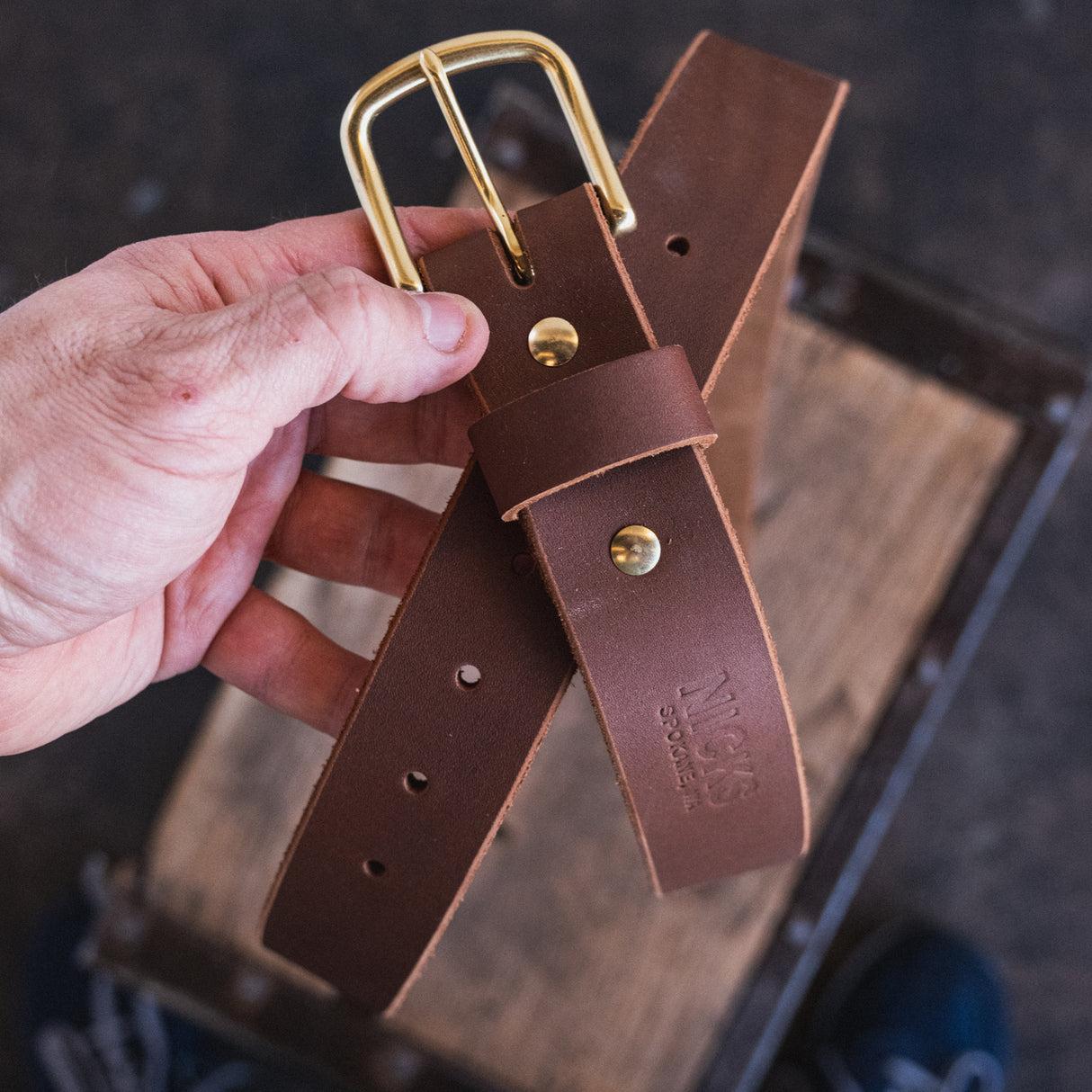 In Stock - Classic Work Belt / 1964 Brown Smooth 1.5” / Waist Size 32 (Belt Size 36)