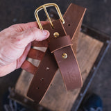 In Stock - Classic Work Belt / 1964 Brown Smooth 1.5” / Waist Size 32 (Belt Size 36)