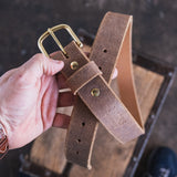 In Stock - Classic Work Belt / 1964 Tan Roughout 1.5” / Waist Size 38 (Belt Size 42)