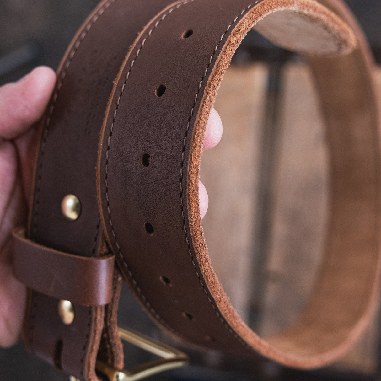 In Stock - Stitched Classic Work Belt / 1964 Brown Smooth 1.75” / Waist Size 35 (Belt Size 39)