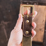 In Stock - American Bison Heritage Belt / Olive Smooth Bison 1.5” / Waist Size 40 (Belt Size 44)