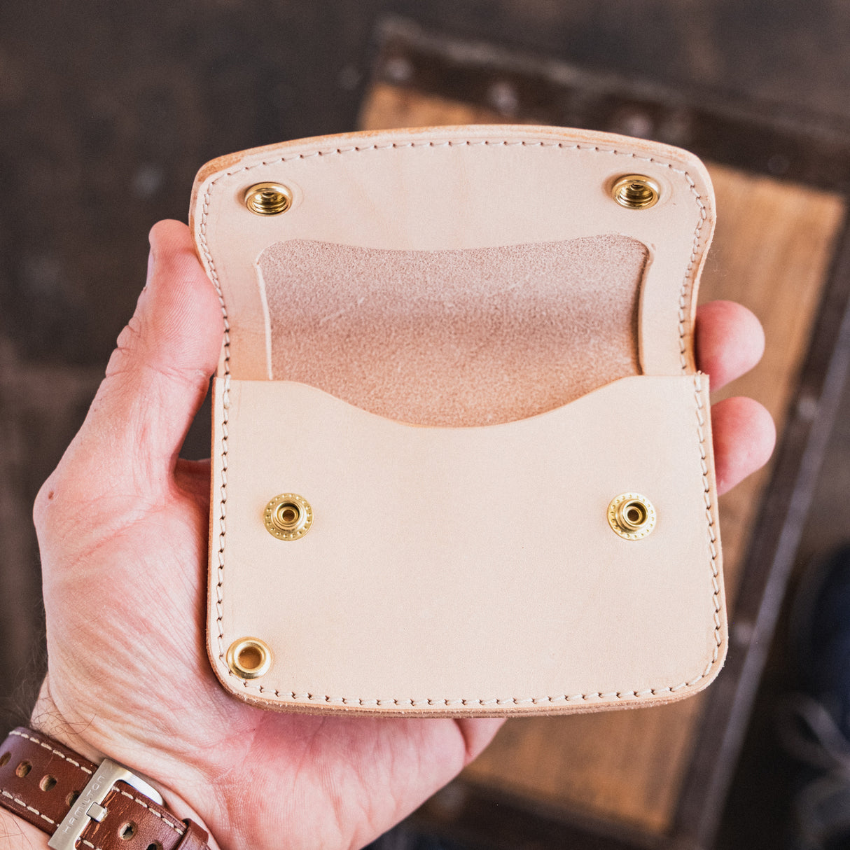 In Stock - Trucker Wallet / Natural Veg Tan / Crooked Stitching