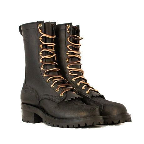 Lineman boot black smooth over rough out 