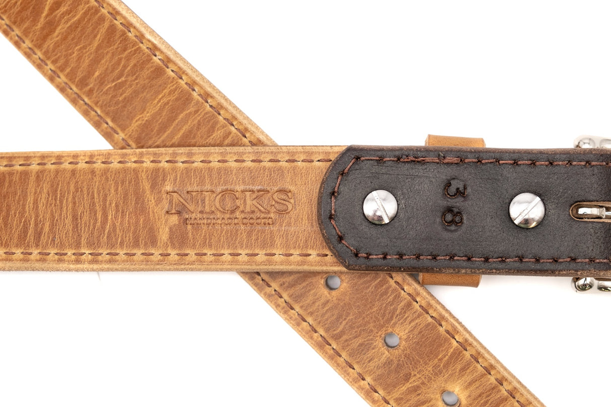 Nicks brown waxed flesh and natural dublin belt