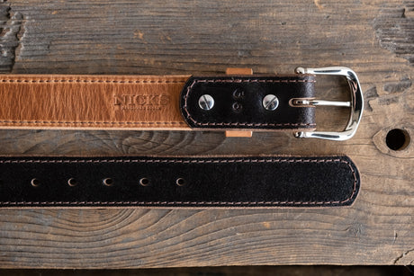 Nicks brown waxed flesh and natural dublin belt
