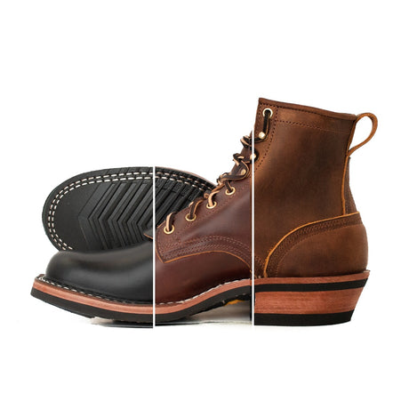 Robert in black cxl, brown cxl, and predator orange