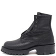 Black Bison leather, 6 inches tall, with black lug sole and a black edge on a white background