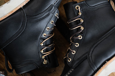 Black wedge sole work boot