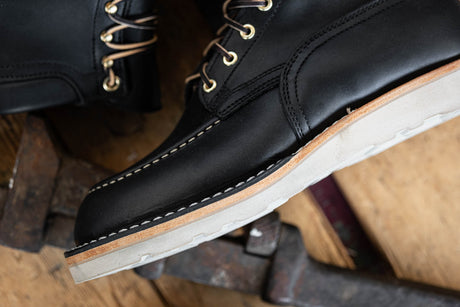 Black wedge sole work boot