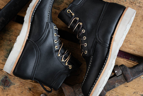 Black wedge sole work boot