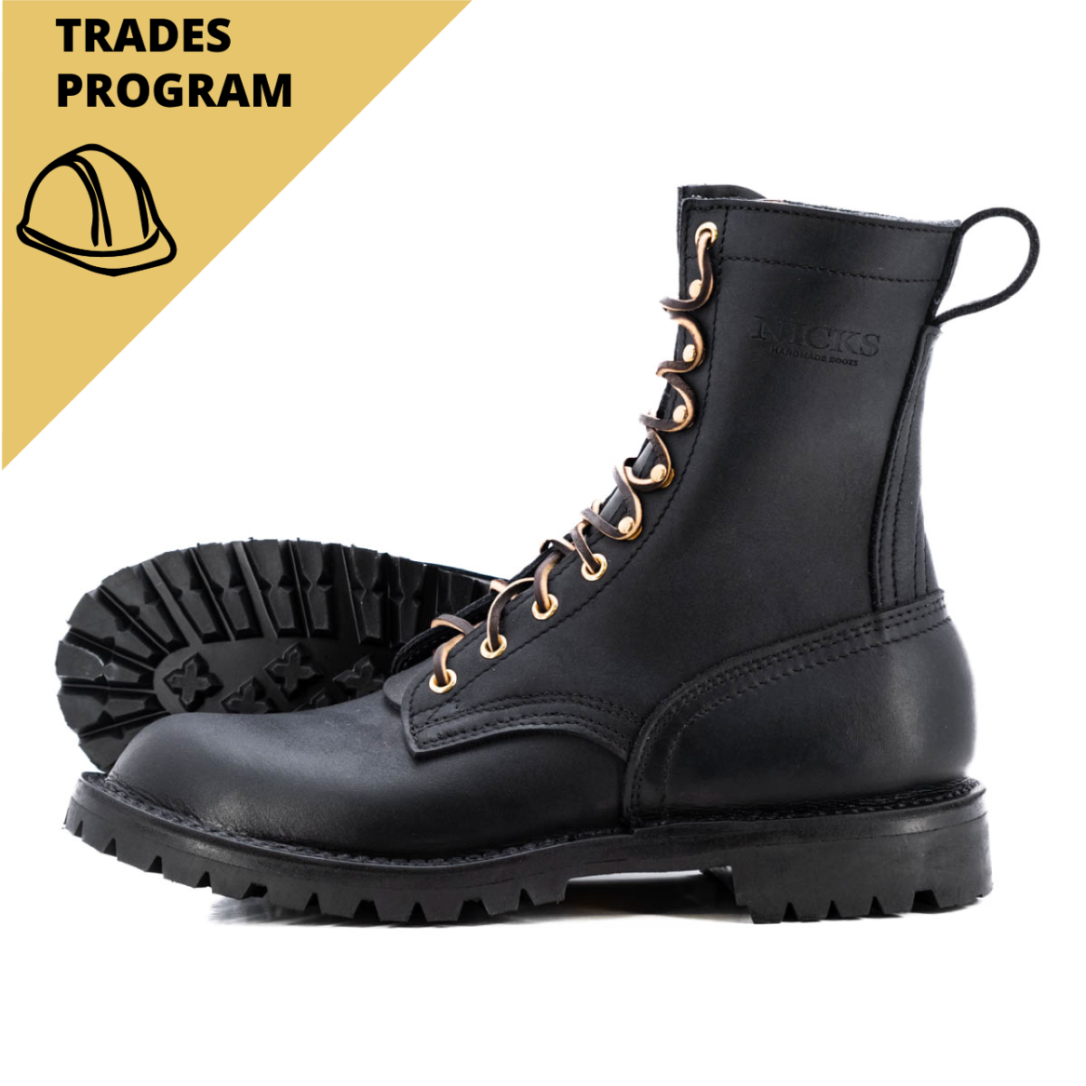 Nicks WaterWork™ with Black Weathershield leather, our most water resistant boot model! Perfect for daily work in all weather environments.