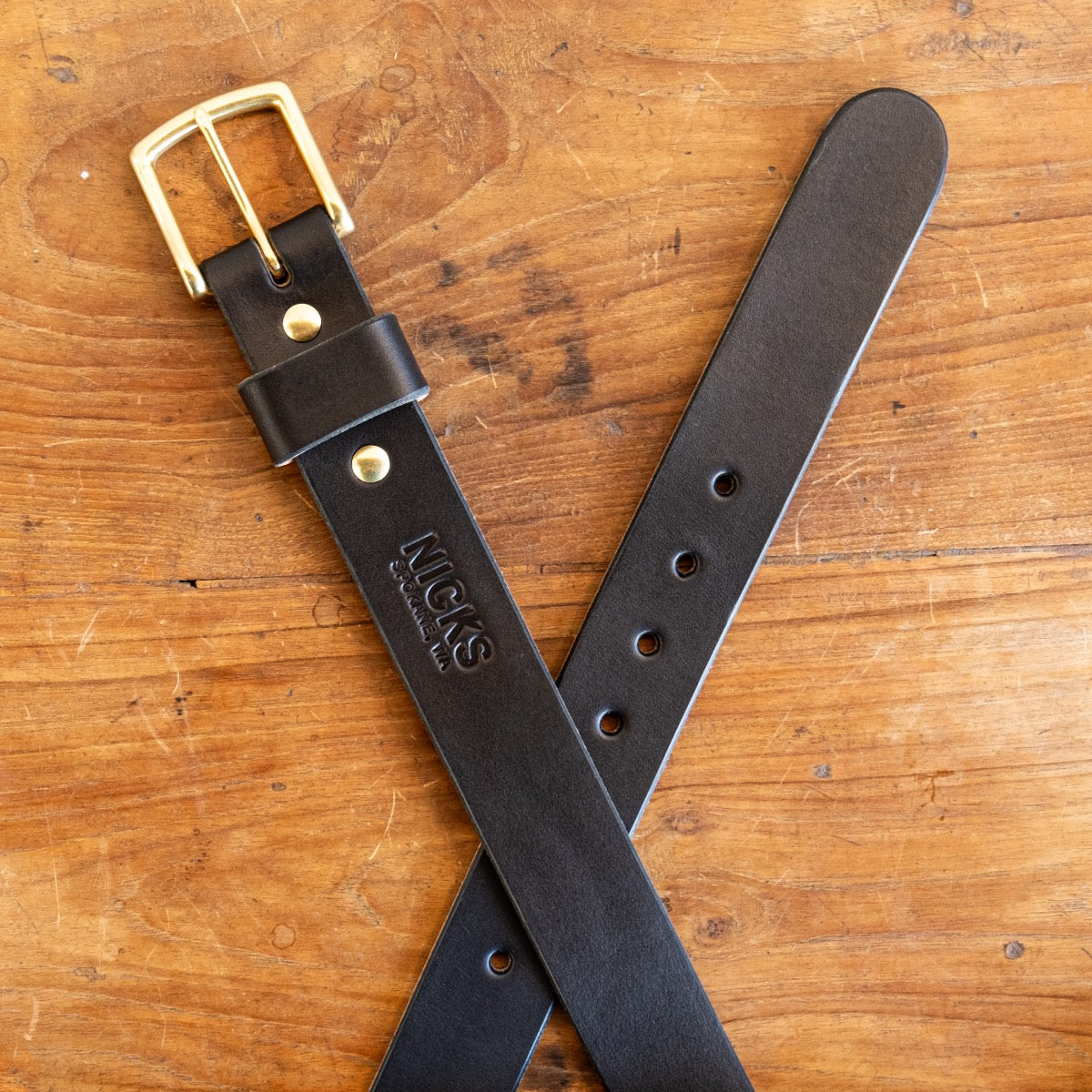 Heavy Duty Leather Work Belt - Black Wickett & Craig Double Stuffed