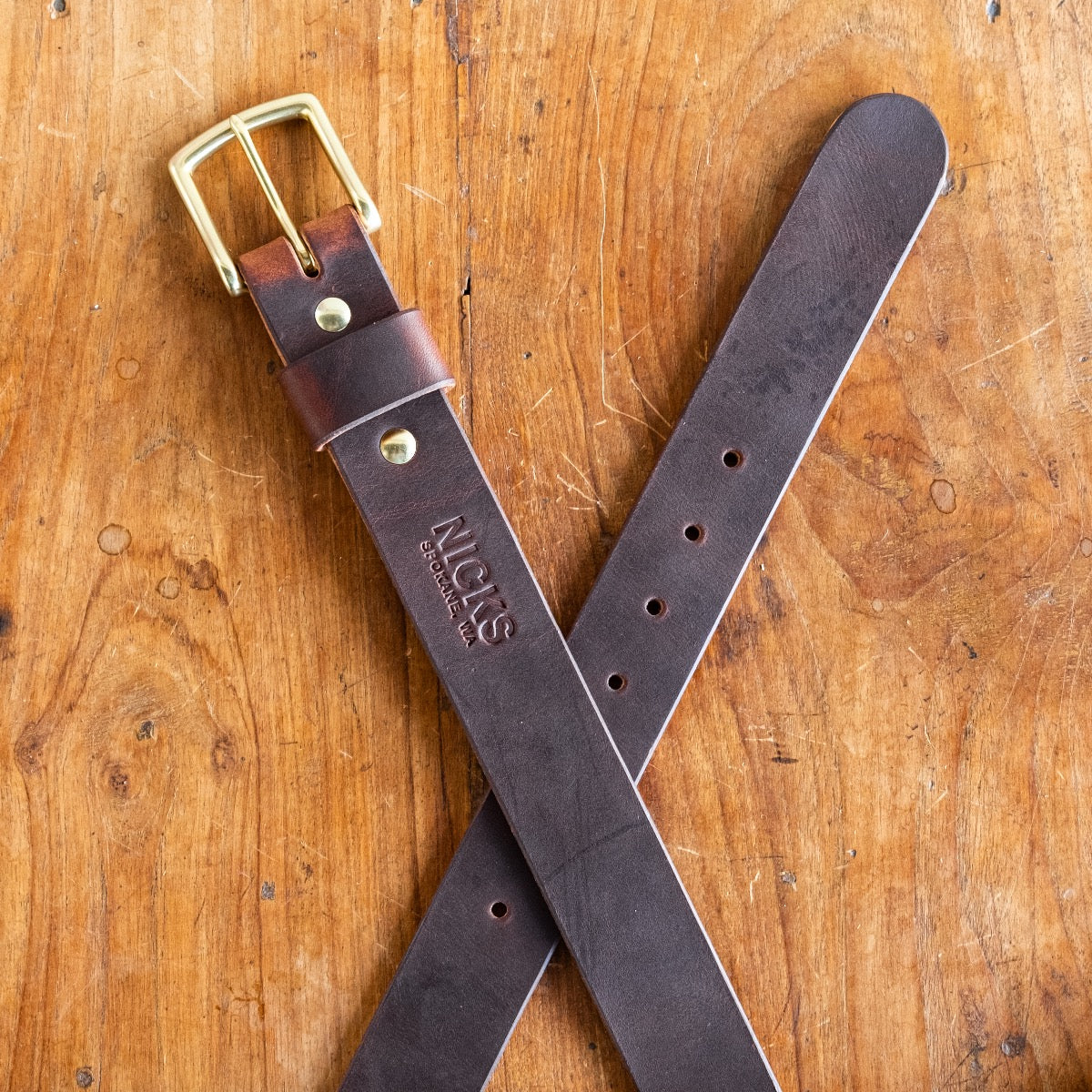 Heavy Duty Leather Work Belt - Buck Brown Wickett & Craig Double Stuffed